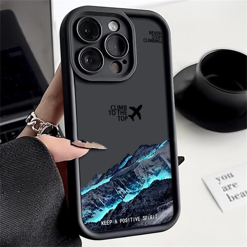 Mountain Peak Aircraft Patterned Case For iPhone 15 16 14 Pro Max 15 16 Plus 11 12 13 Pro 16E XR Shockproof Soft TPU Phone Cover