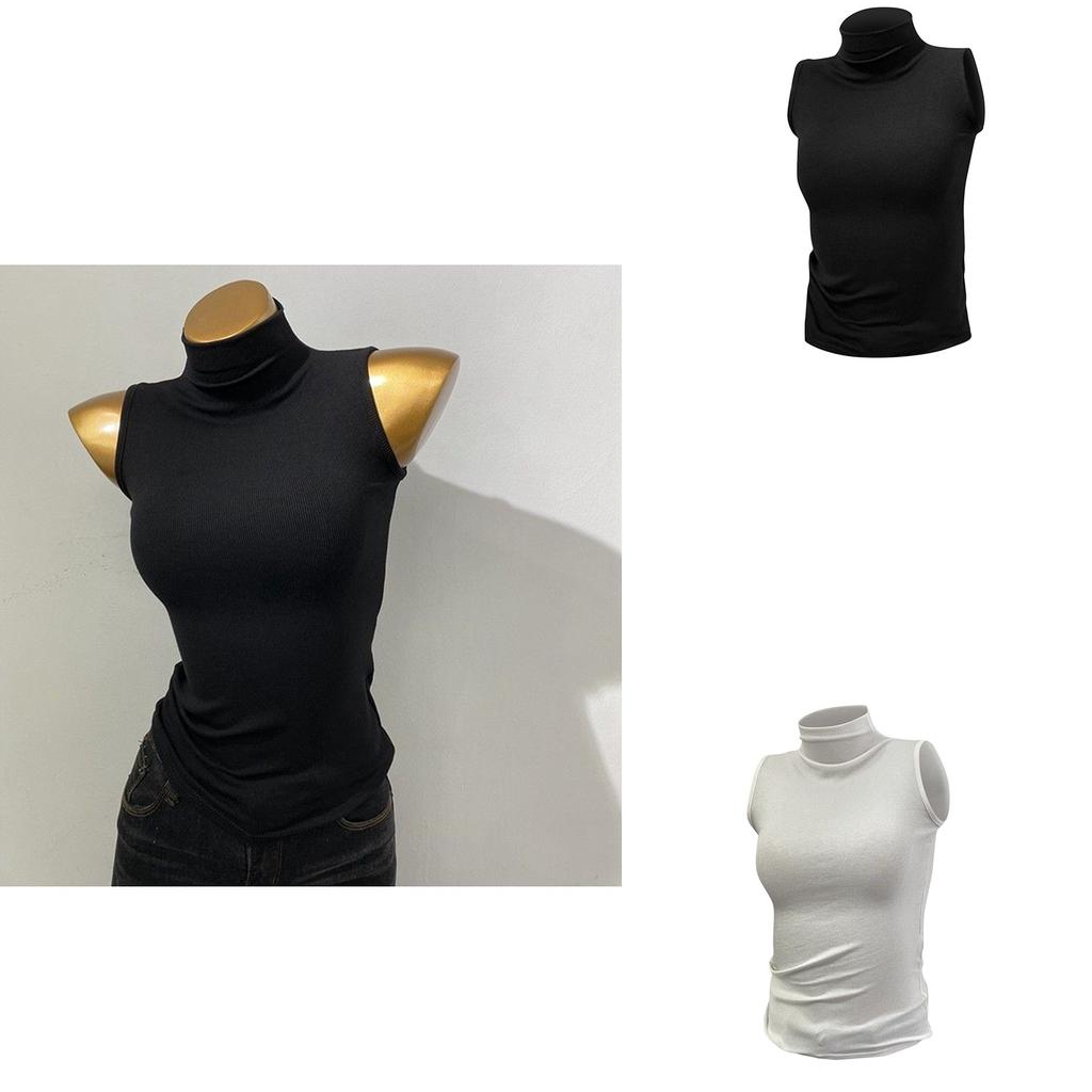 Korean-style Half-high Neck Sleeveless Vest For Women, Versatile, Slim-fitting And Flattering Base Shirt Top