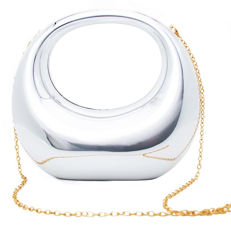 

Акрилова сумка інтернет-знаменитості 2025 нова європейська та американська мода глянцевий дизайн особистості інс жіноча сумка-месенджер сумка-пельмень срібний