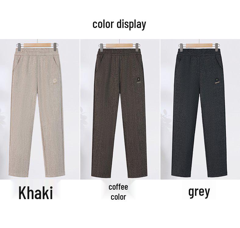 Plus Size Women's Velvet-Soft Elastic Waist Straight-Leg Pants - Warm, Loose Fit for Middle-Aged and Elderly
