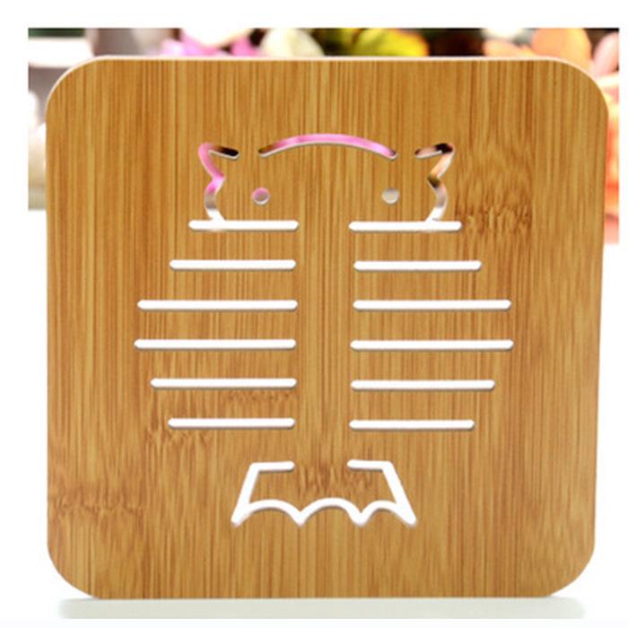 Large Cute Wooden Cartoon Anti-Slip Table Mat and Coaster Set