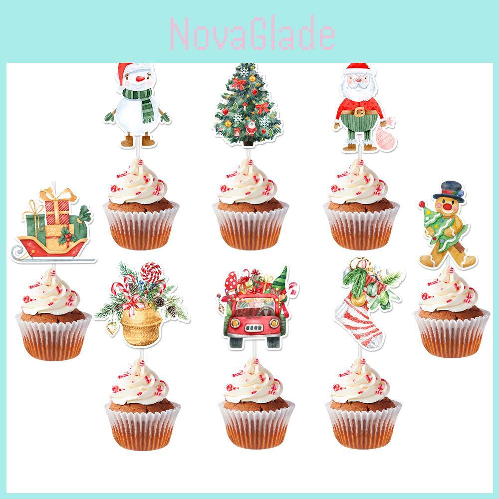 Christmas Cake Decoration Flags Set With Vintage Design For Holiday Parties
