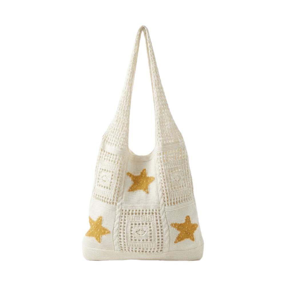 

Shell Woven Shoulder Bag Starfish Knitting Handbag Casual Crochet Tote Bag Ladies Style C