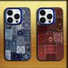 Persian Carpet Floral Pattern Phone Case For iPhone 16,15,14,13,12,11,Mini,Pro,MAX Blue Matte Silicone Cover