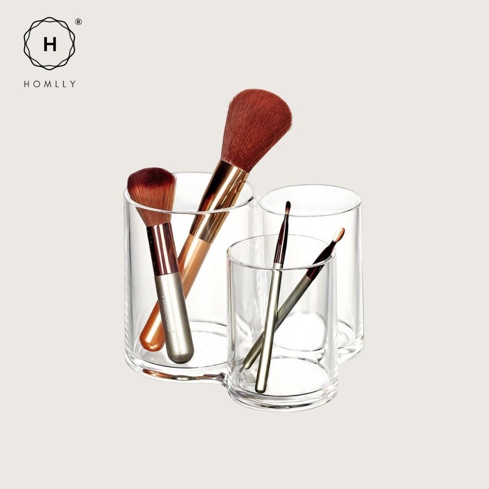 Homlly 3pc Acrylic Clear Cotton Ball and Swab Organizer