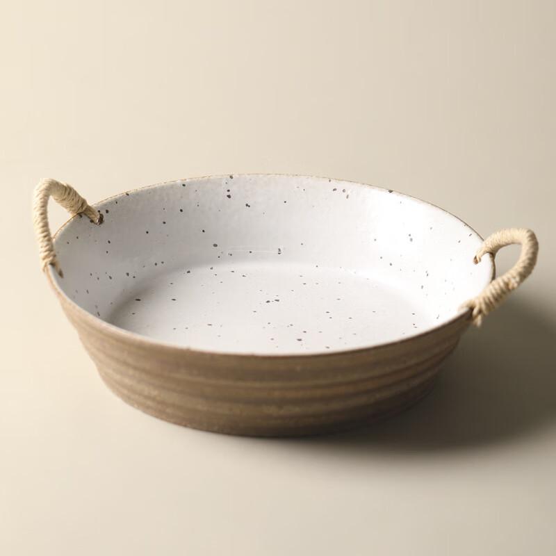 Artisan Coarse Pottery Deep Serving Plate