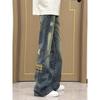 Ethnic Style Splicing Patch Jeans Men's American Retro Pants Cleanfit Drape Straight and Slightly Pulled Pants Tide