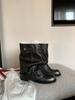 Short Boots 2026 New Western Cowboy Boots for Women Retro Black Thick Heel Pants Short Boots for Women