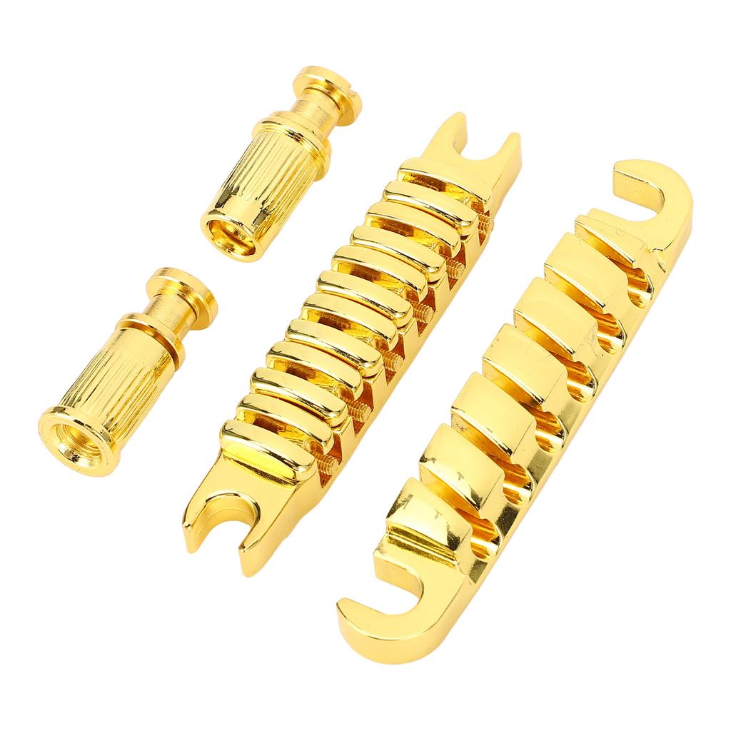 Split Guitar Bridge Zinc Alloy Individually Adjustable 10.4mm Guitar String Through Bridge Replacement for LP Gold