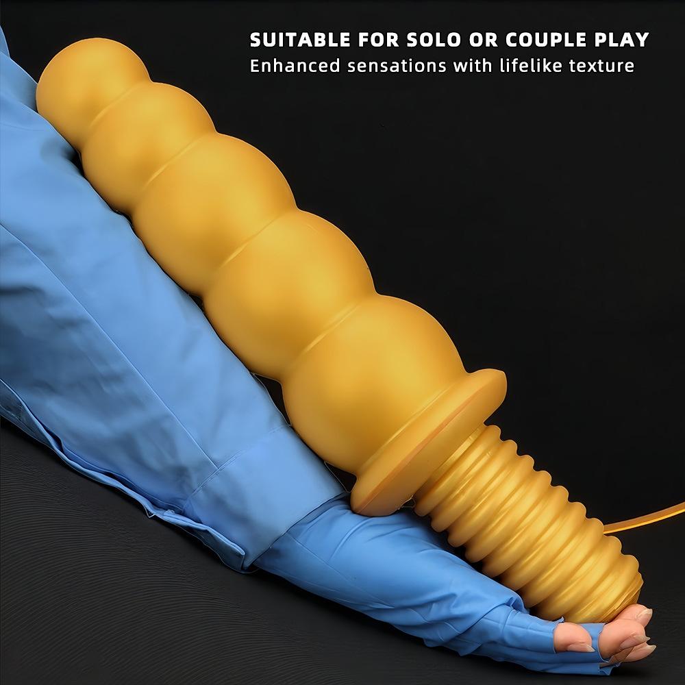 Extra Large Gold Silicone Threaded Vibrator Anal Plug Anal Diverter Dildo Sex Toy Realistic Penis Big Dick