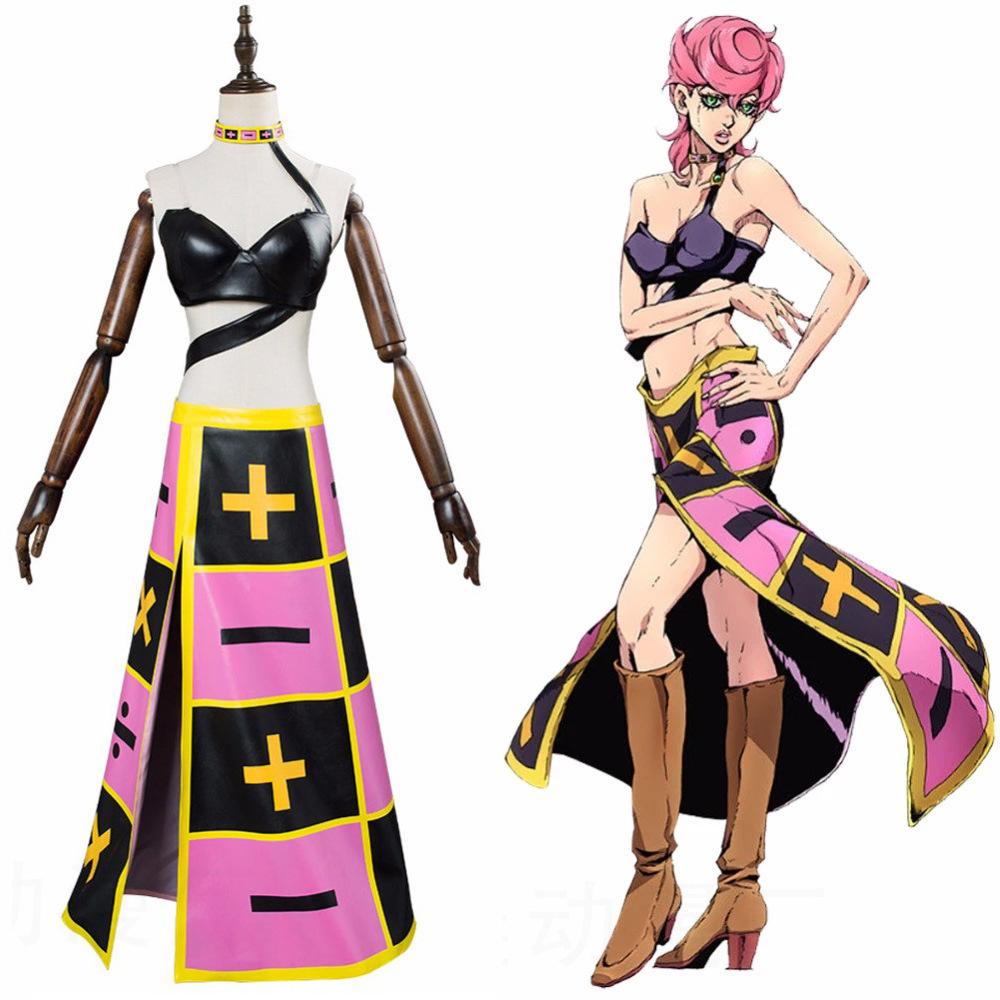 Аниме JoJo's Bizarre Adventure Косплей Костюм Триш Уна Хэллоуин Женщины Мужчины Косплей Костюм Странный Верх и Юбка Аксессуары XXXL beige