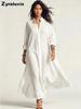New Summer Striped Loose Long Sleeve Button Shirt Dress
