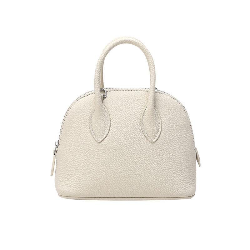 First Layer Cowhide Handheld Women's Bag, High-end Niche Design, Shell Bag, Simple and Versatile Mini Messenger Bowling Bag