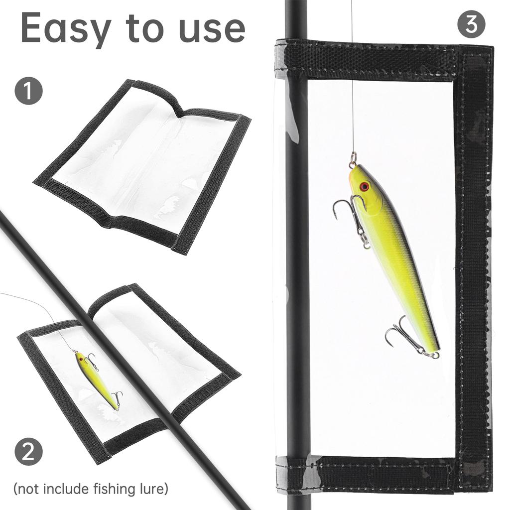 6pcs Clear PVC 200mm 78 Inch Fishing Lure Wraps Kit with 2 Rod Straps Hook Protector