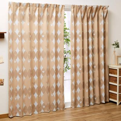 Disney Mickey Mouse Level 2 Blackout Set of 100 X Nordic Curtains, 2, 135cm, Style, Brown, SB-422