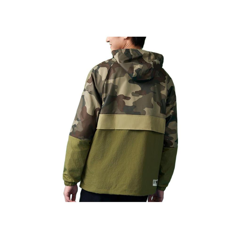 Adidas Neo Camouflage Striped Half-Zip Sports Leisure Jacket Men Jacket Deep-Olive-Green HG9054