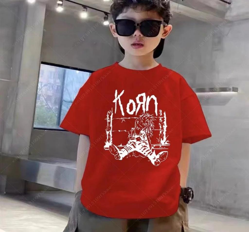 Summer Boys Girls T-shirt Retro Metal Gothic T-shirt Streetwear Summer Short Sleeve Kids T-shirt