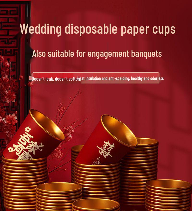 Gold Foil Thickened Paper Cups for Weddings and Engagements