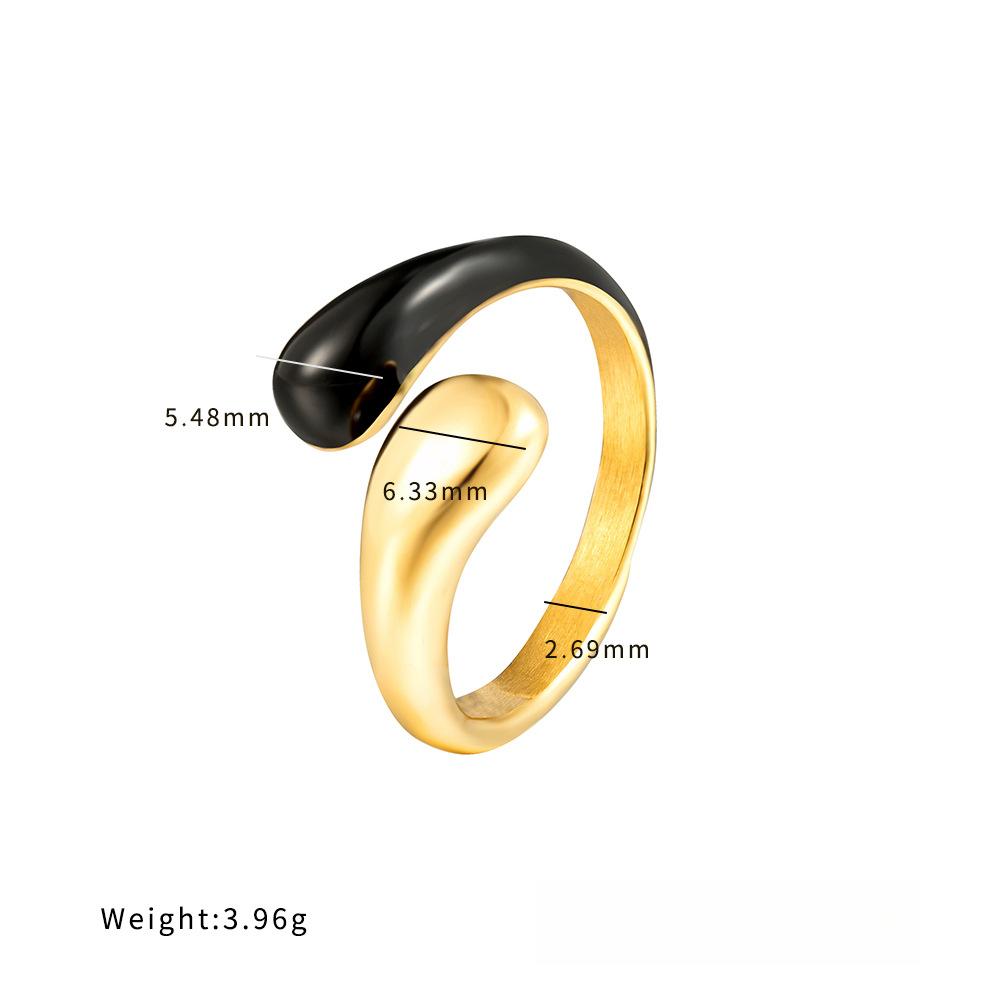 Colored Jewelry Commuter Ins Wind Titanium Steel Open Ring Dripping Oil Women's Water Drop Ring Simple