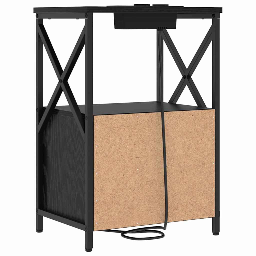 Nightstand Set of 2 Black Oak Effect 40 X 31 X 60 Cm