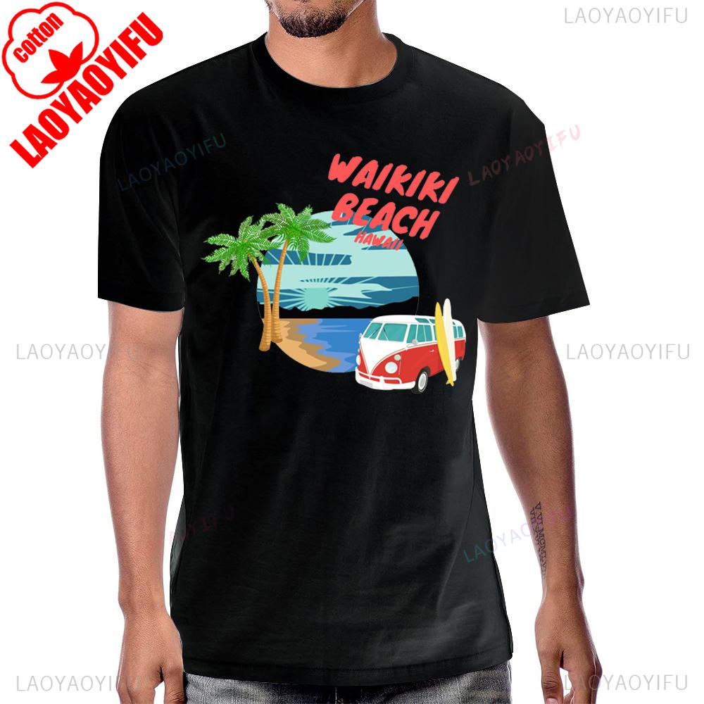 Summer Style OAHU HAWAII Beach Tshirt Casual Cotton Short Sleeve Streetwear Man Tshirt Harajuku Hip Hop Breathe Comfort Tees