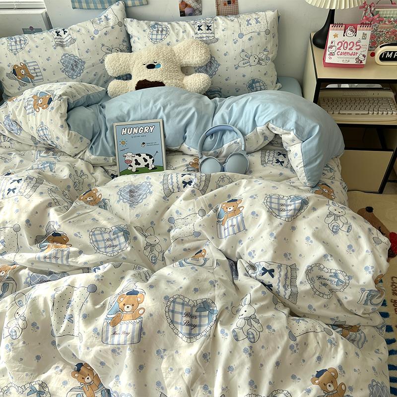 New Soft Skin-friendly Bedding Set Comfortable Breathable Duvet Cover Set with Sheet Single Double Quilt Cover and Pillowcases