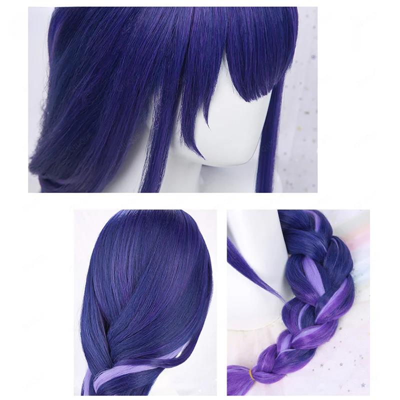 Game Impact Raiden Shogun Cosplay Wig Beelzebul Purple Long Heat Resistant Synthetic Hair Braided Baal Wigs