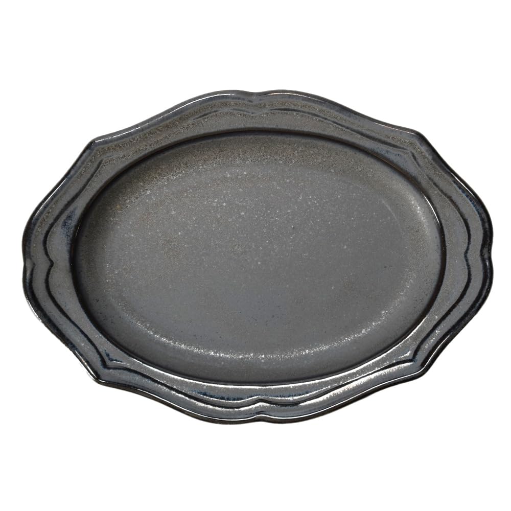 

EAST table Oval Black Made in Microwave and Dishwasher Plate, Raffine, Earth, Japan, Safe, 17cm, 31-042-05