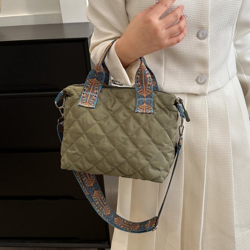 Fashion Women Crossbody Puffer Bag Padded  Inflated Bag Down Cotton Padded Wide Shoulder Strap Shoulder Bag