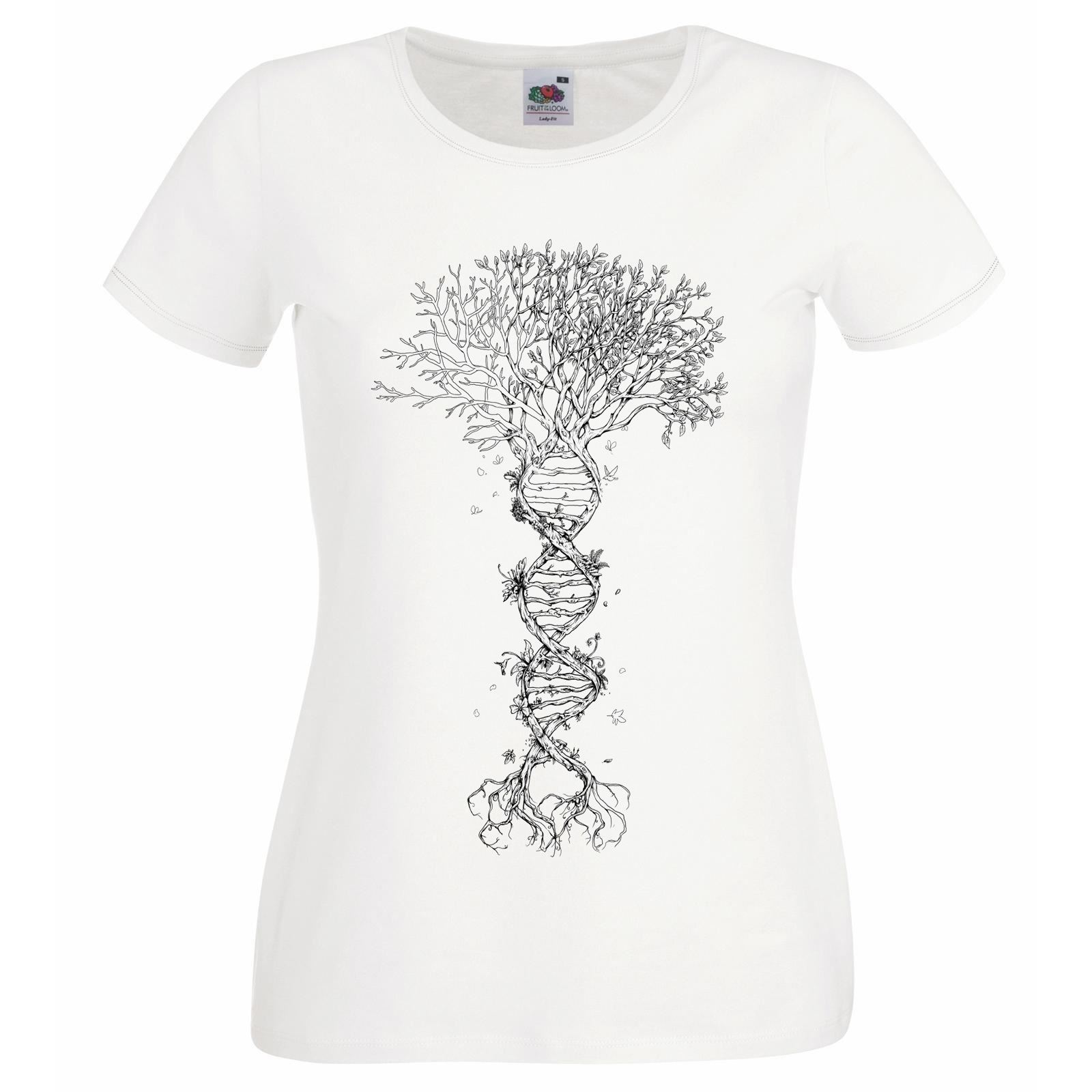 Unisexs Tree Of Life Dna Huunisex Genetic Code Sacred Tree Lady Fit White TShirt S