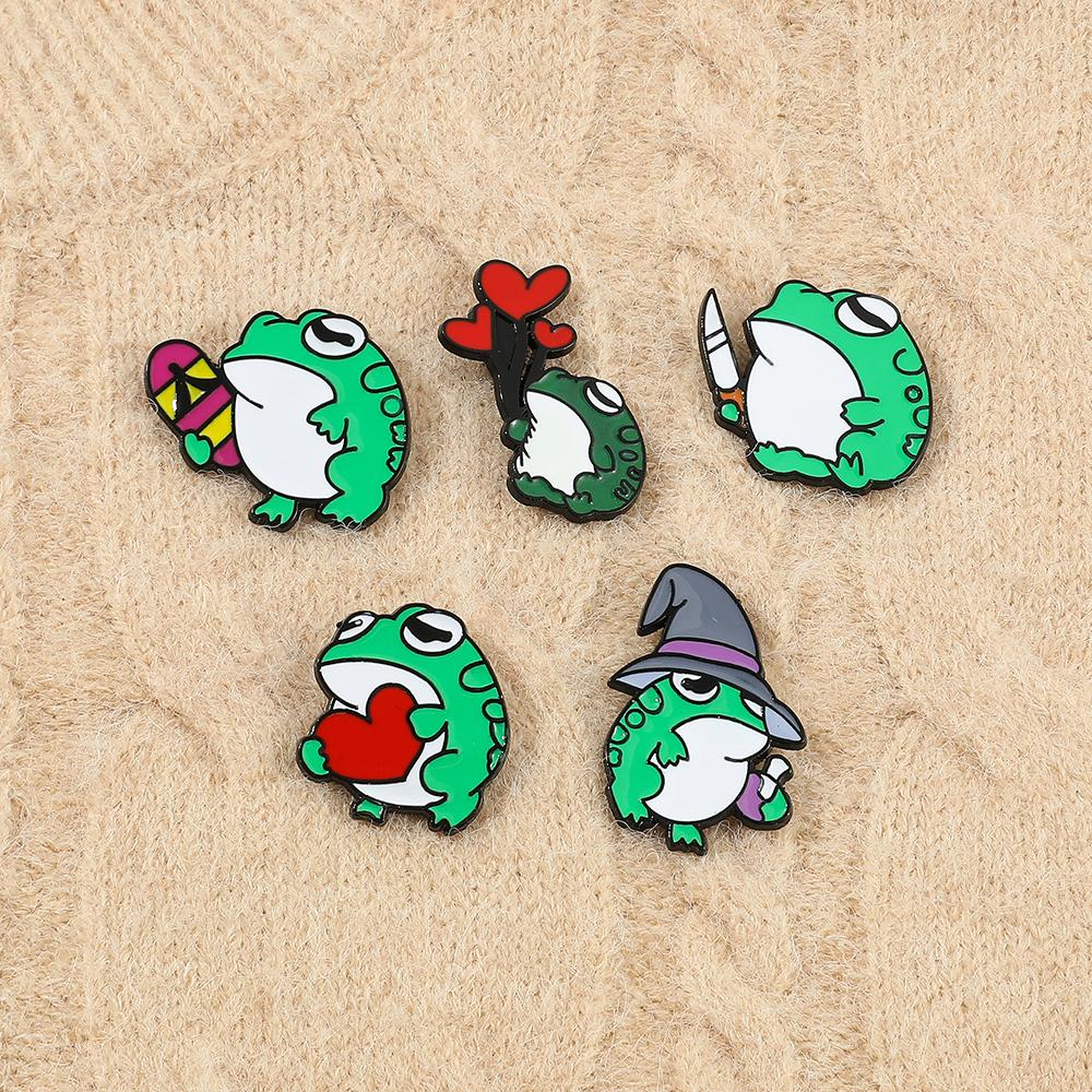 Cartoon Animal Enamel Brooch Creative Frog Magician Skate Car Knife Lapel Pin Badge Backpack Clothing Hat Accessories
