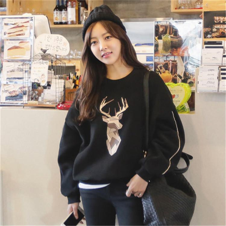 Women's Ulzzang Sweater: Autumn/Winter Korean Style, Round Neck, Thickened, Plus Velvet, Loose Fit, Long-Sleeve