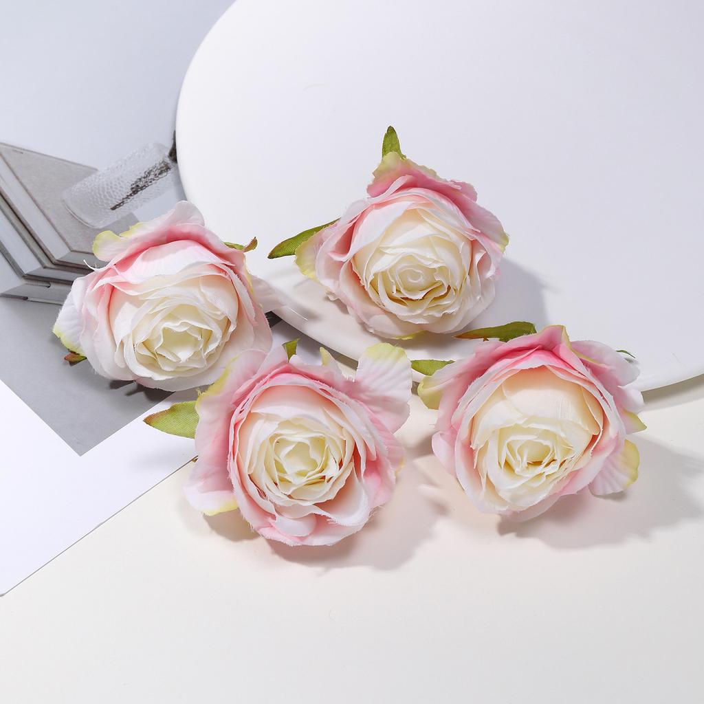 Retro Silk Rose Head Simulation Flower DIY Hair Accessories Material Wedding Flower Wall Decoration Fake Flower