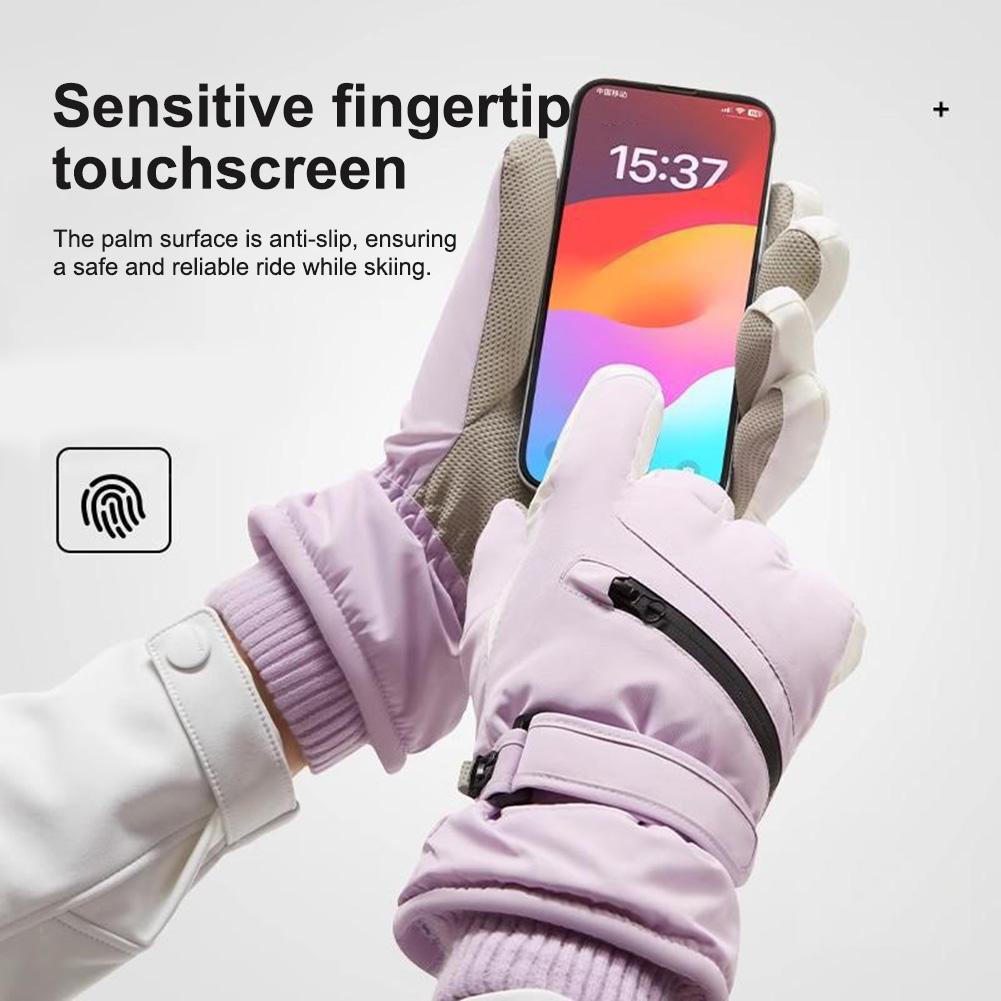 Unisex Thermal Ski Gloves Winter Touch Screen Cycling Gloves Fleece-Lined Windproof Cold-Proof Warm Non-Slip Riding Gloves