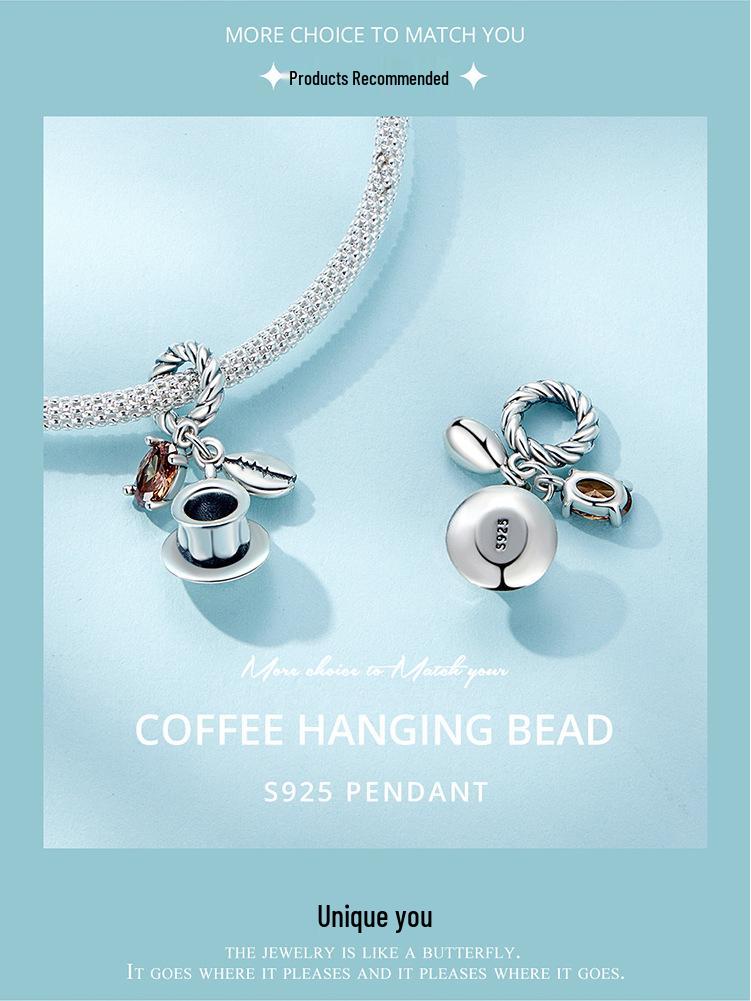 Mocha Coffee Cup Pendant - Sterling Silver S925 Jewelry SCC2467