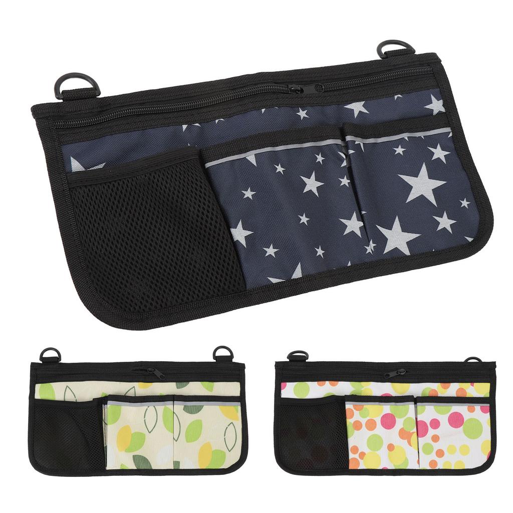 Wheelchair Side Bag with Cup Holder Water Proof 600D Oxford Cloth Multiple Pocket Adjustable Strap C