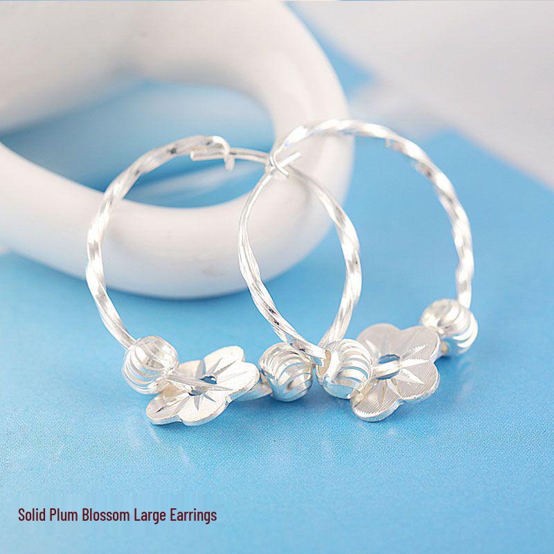 

999 Pure Sterling Silver Earrings for Women - Lightweight, Luxurious, Anti-Allergy Design Pure Silver