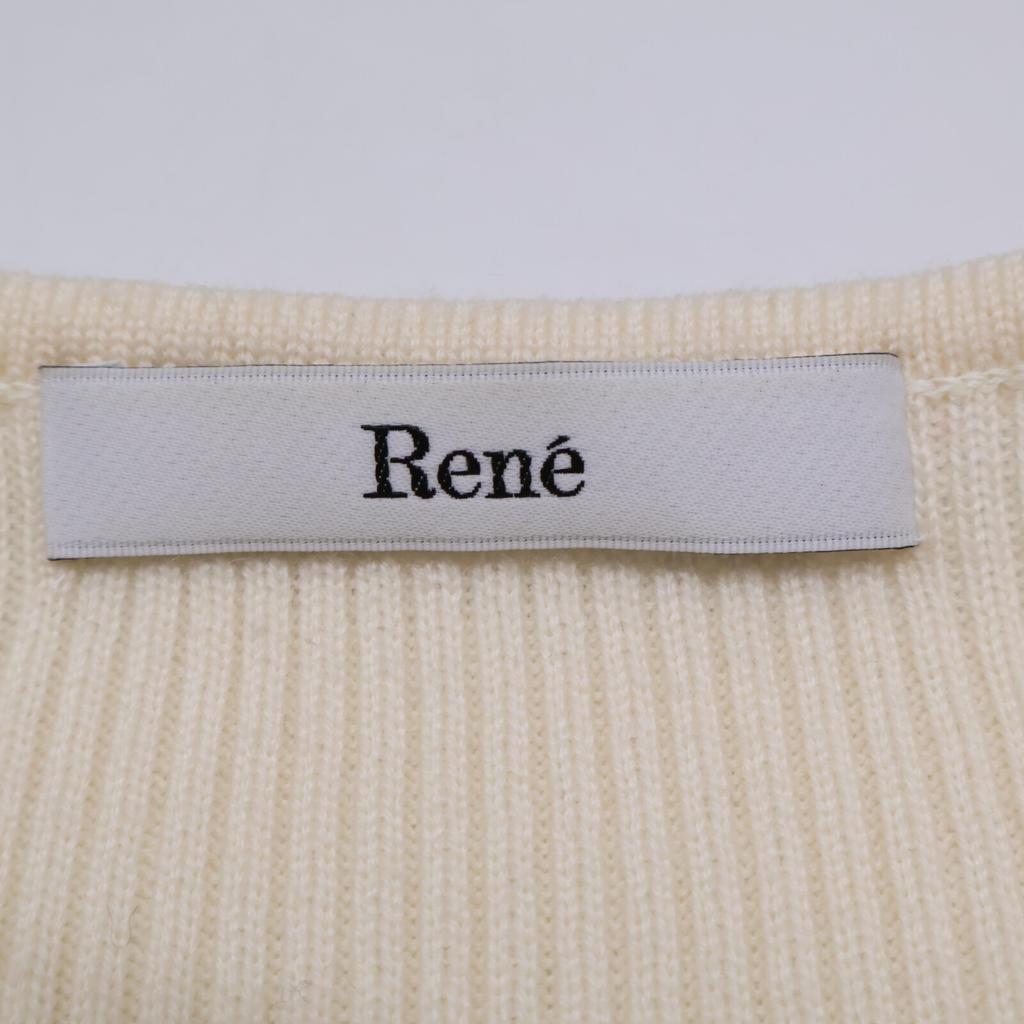 Rene White Wool 6242270 Pearl Knit Cardigan Tops 34 whiteUsed