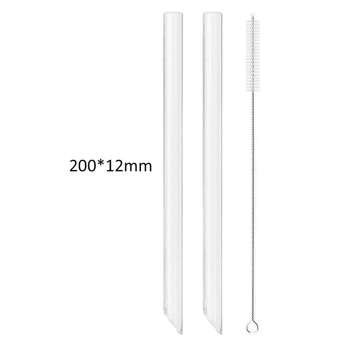 

8/12/14 мм, острая стеклянная соломинка, высокоборосиликатный многоразовый набор соломинок для питья, пузырьковый чай, молоко, смузи, коктейли, аксессуары для бара 12mm 2Pcs sharp прозрачный