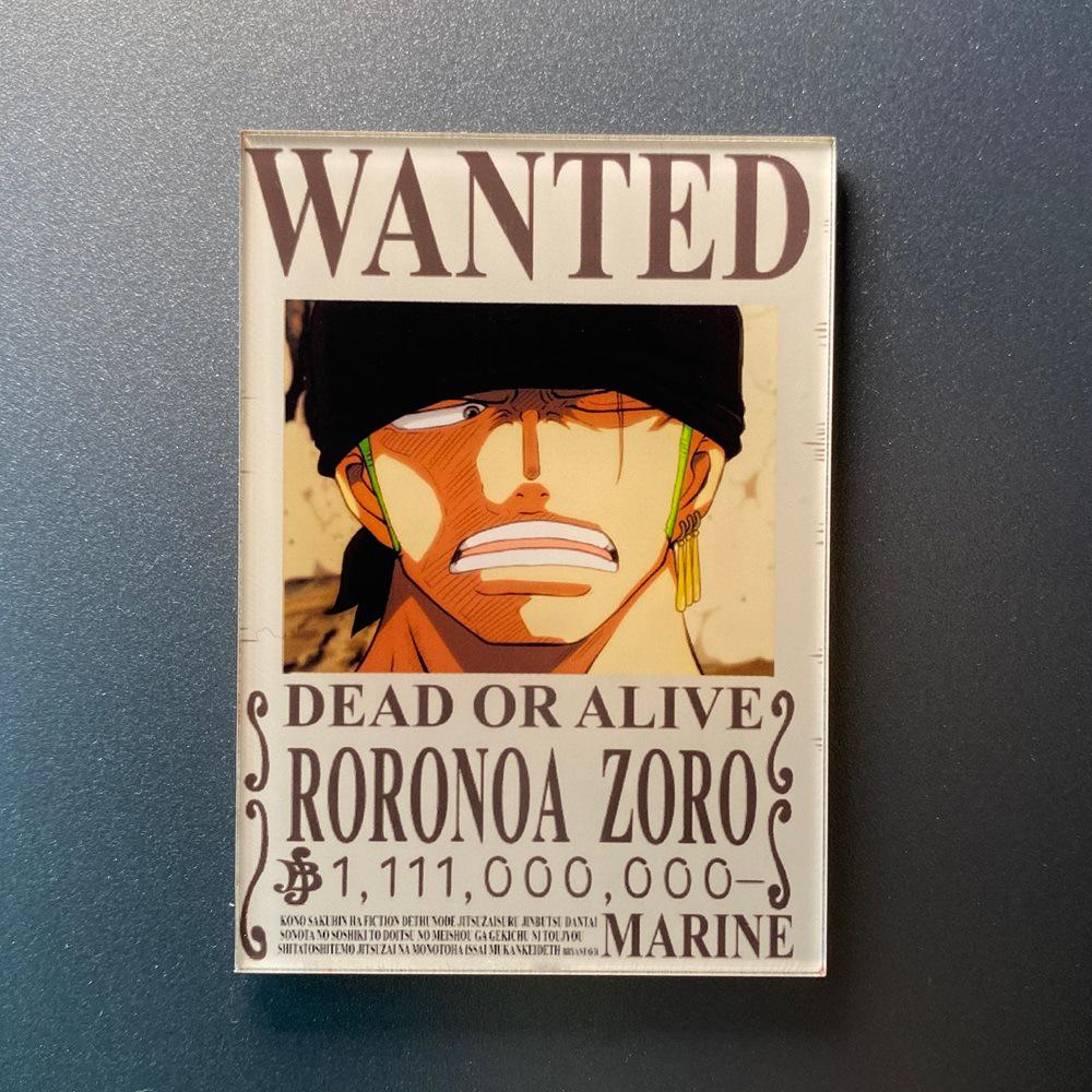 Kreativní magnet s plakátem Wanted z One Piece - Anime Kreslená Dekorace na ledničku & Samolepka na vzkazy