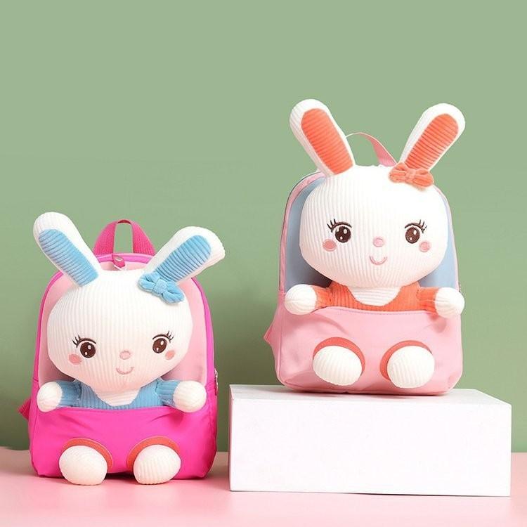 Stylish Cute Canvas Toddler Backpack Adorable Bunny Removable For Snacks
