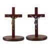 Wooden Crucifix Cross with Detachable Stand 3.93" Standing Catholic Wood Jesus Christ Cross Table Centrepiece Home Decor