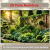 2D Sunlit Garden Wood Fence Photo Backdrop Wedding Birthday Party Background