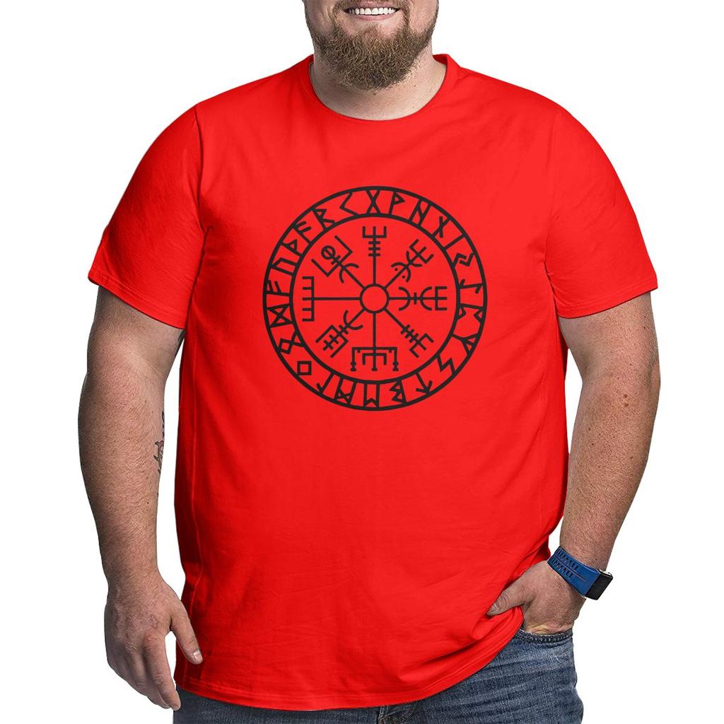 Vegvisir Futhark Runes Navigator T Shirt for Men Valhalla T-Shirt Big Tall Tee Clothing Plus Size Big Size Large 4XL 5XL 6XL