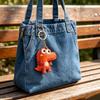 Keychain Pendant Cartoon Little Crocodile Key Holder Imitation Leather Access Card Cover Bag Charm Decorative Keychain Accessory
