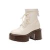 12Lm White Inner Height-increasing Short Boots Women's Autumn and Winter Elastic Boots Thick-soled Thin Boots Small High-heeled Martin Boots
