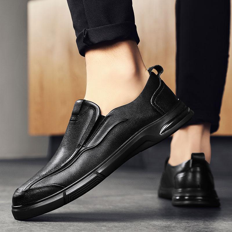 

2024 Мужская летняя обувь из бархата, визуально увеличивающая рост, повседневная кожаная обувь для работы и бизнеса 44 чёрный