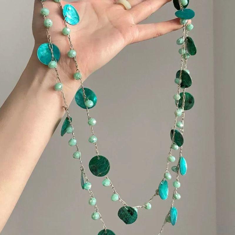 Collar Clavícula de Conchas Marinas y Cuentas Estilo Bohemio Étnico Vacacional, Lujo Ligero.