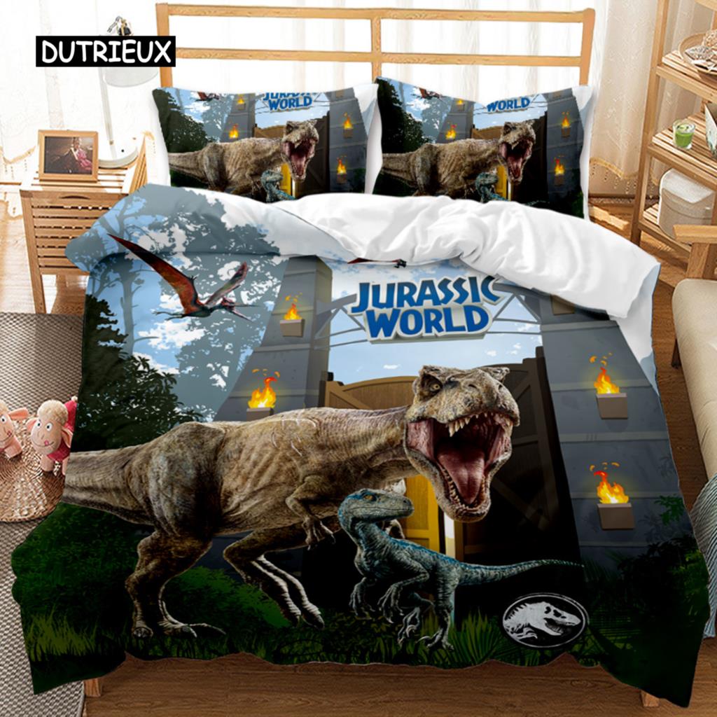 Dinosaur Bedspread Cover Sets Kids' Bed Cover Kit Full Playing Basketball Tyrannosaurus Animal Double Size Queen Dimension King Size Long-lasting