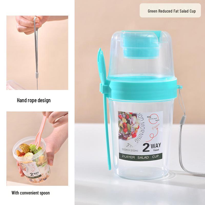 Double-Layer Portable Veggie & Fruit Salad Cup for Slimming and Healthy Breakfasts